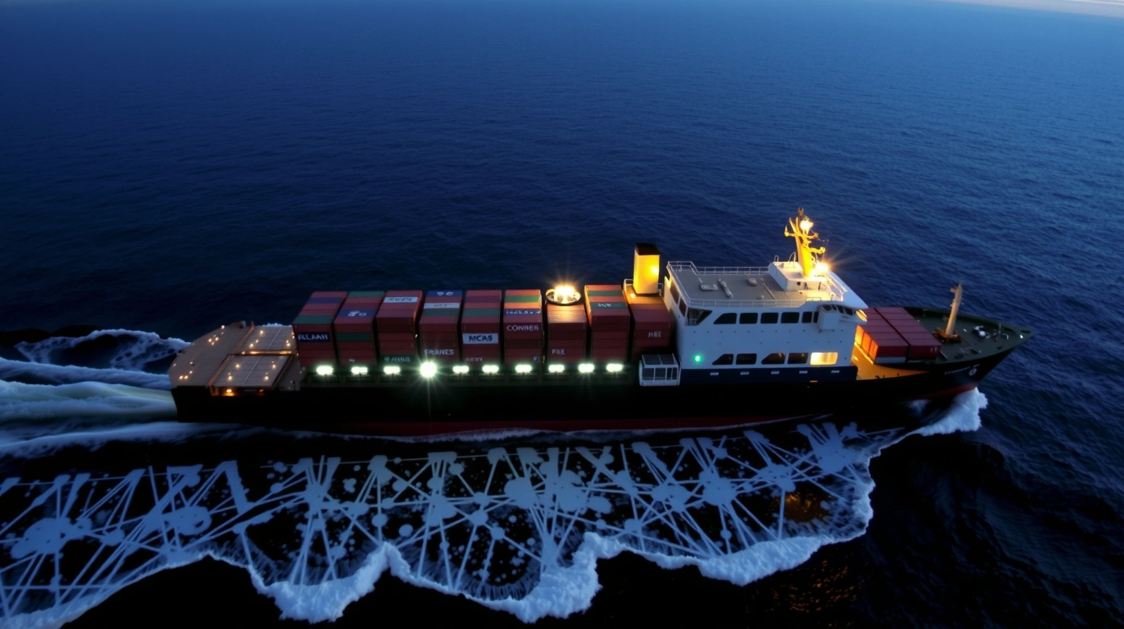 Maritime vessel navigating at night
